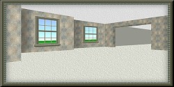 Room with staggered wall pieces