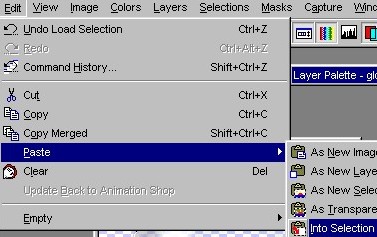 Edit, paste, paste into selection